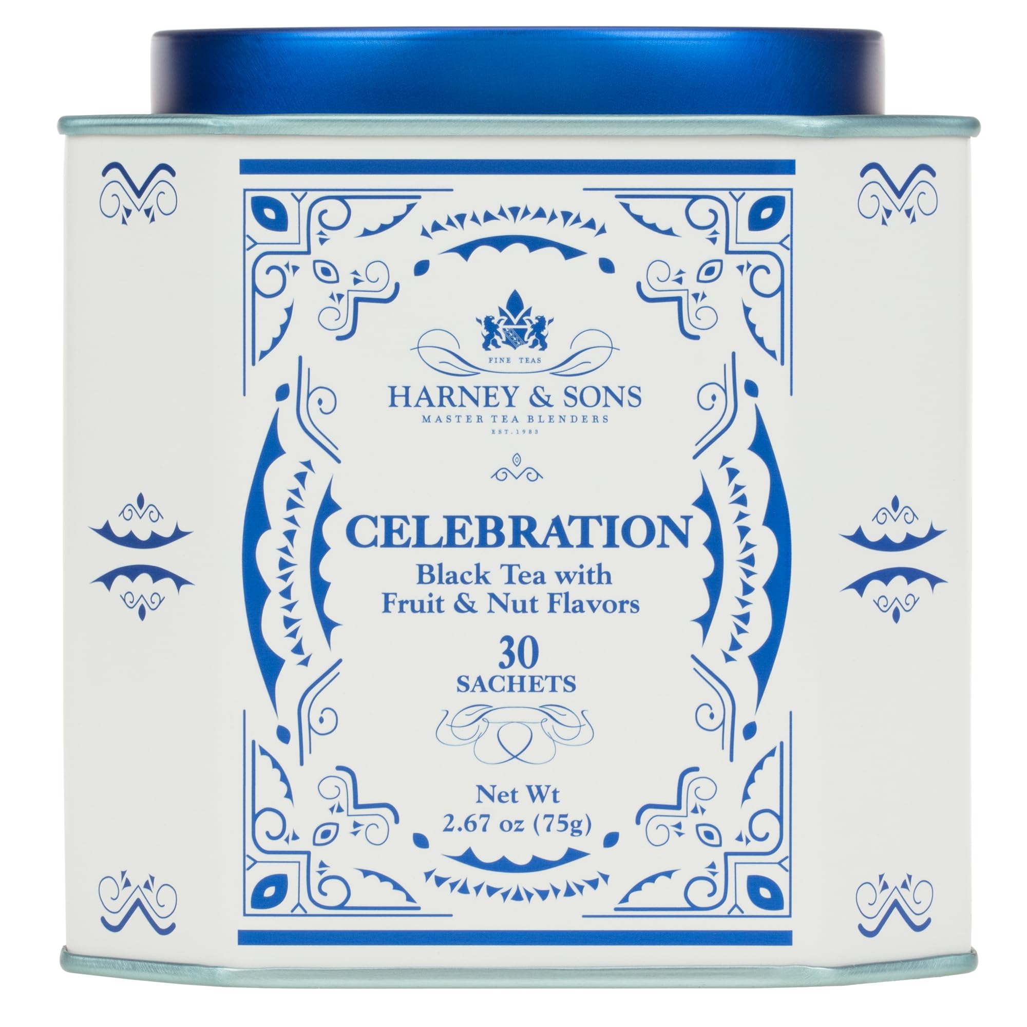Harney & Sons Celebration tea tin with 30 sachets for festive gatherings