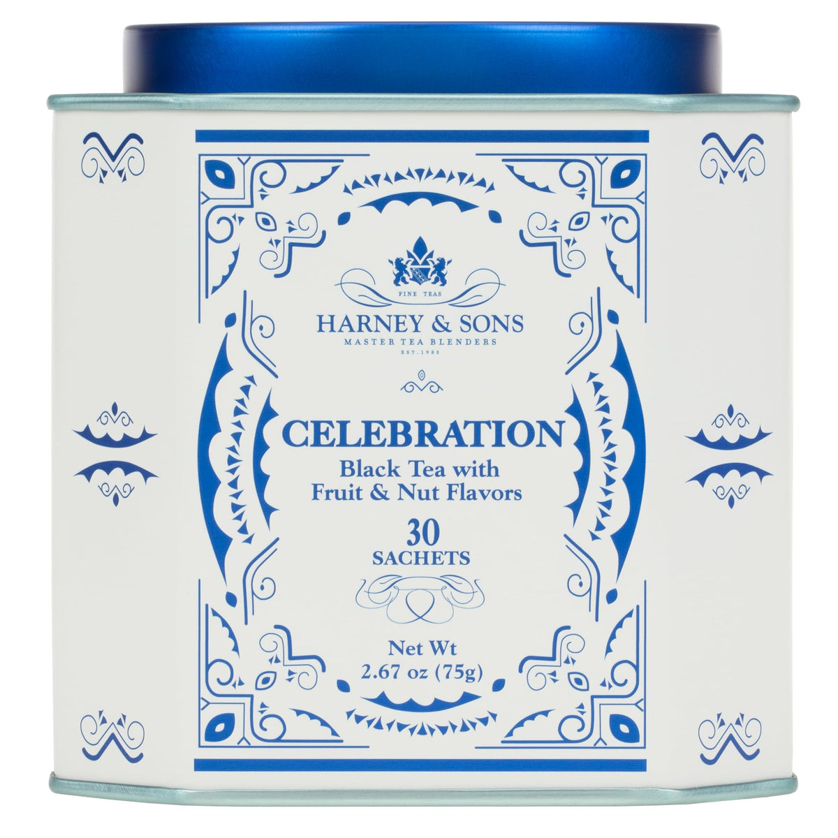 Harney & Sons Celebration tea tin with 30 sachets for festive gatherings