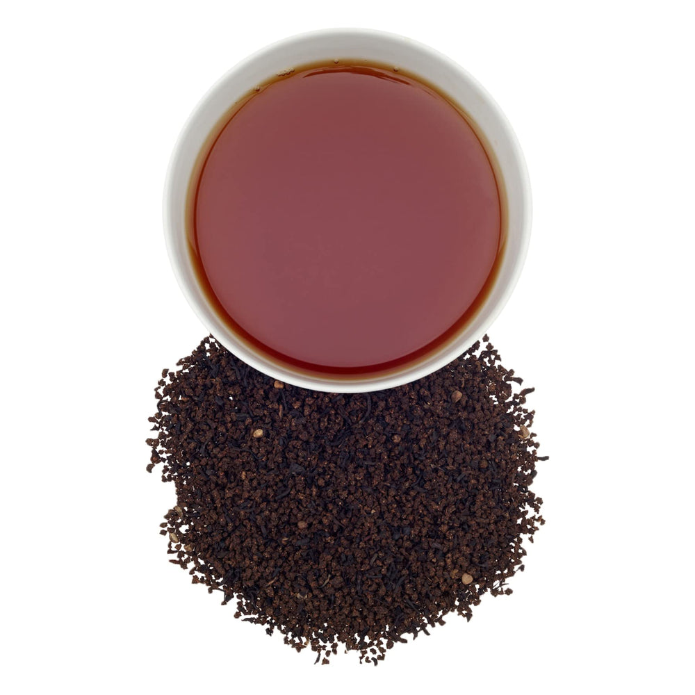 Harney & Sons chai tea spice blend in a cup evokes warm comforting aroma.