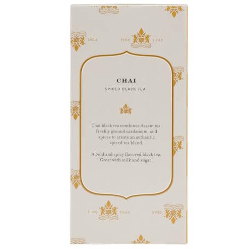 Harney and Sons chai tea bags pack, highlighting spice blend and aroma
