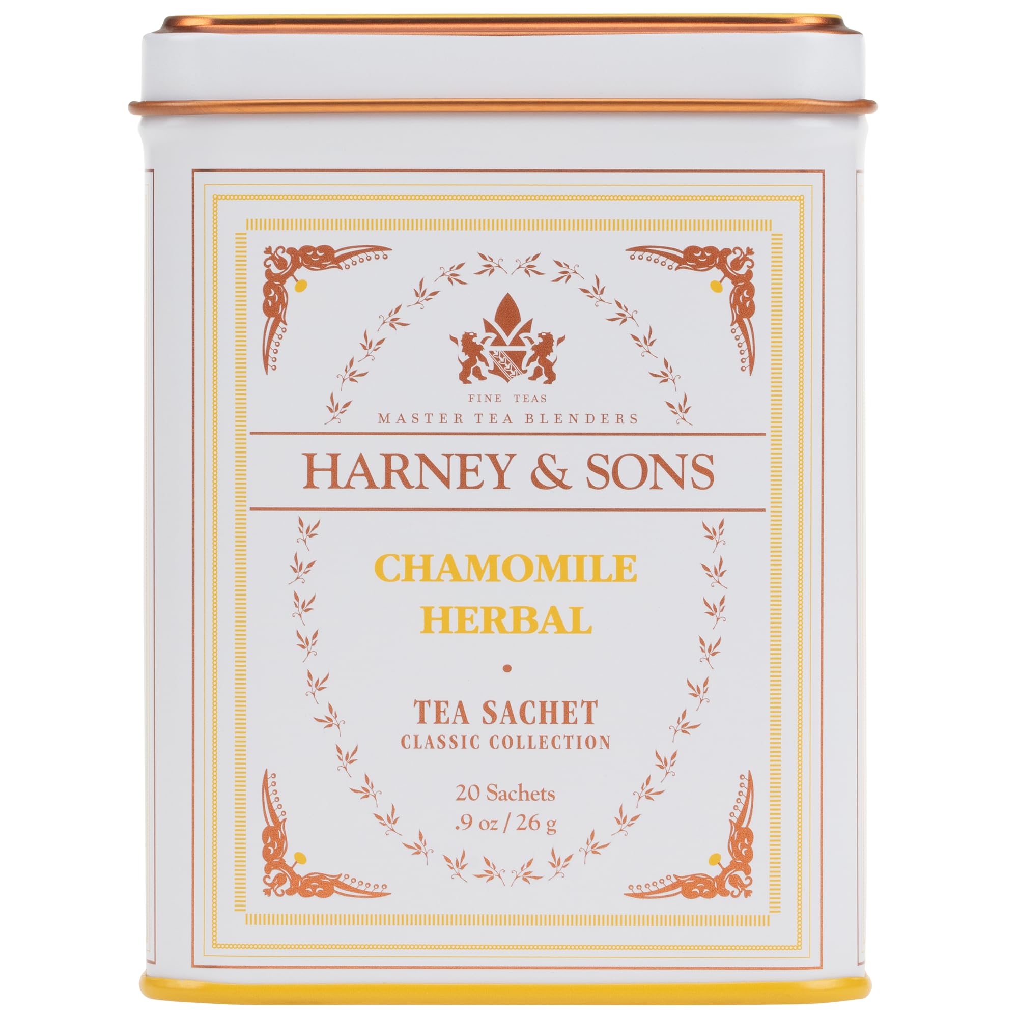 Harney & Sons Chamomile classic tin with 20 sachets for a soothing cup.