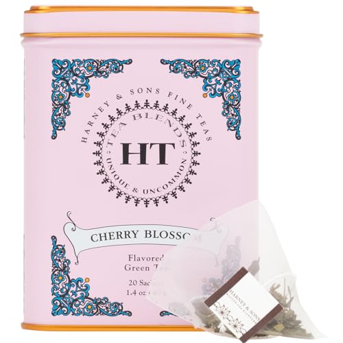Harney & Sons cherry blossom sachet close-up releasing bright aroma.