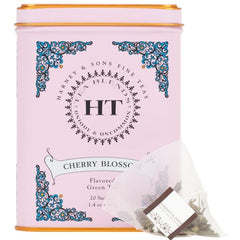 Harney & Sons cherry blossom sachet close-up releasing bright aroma.