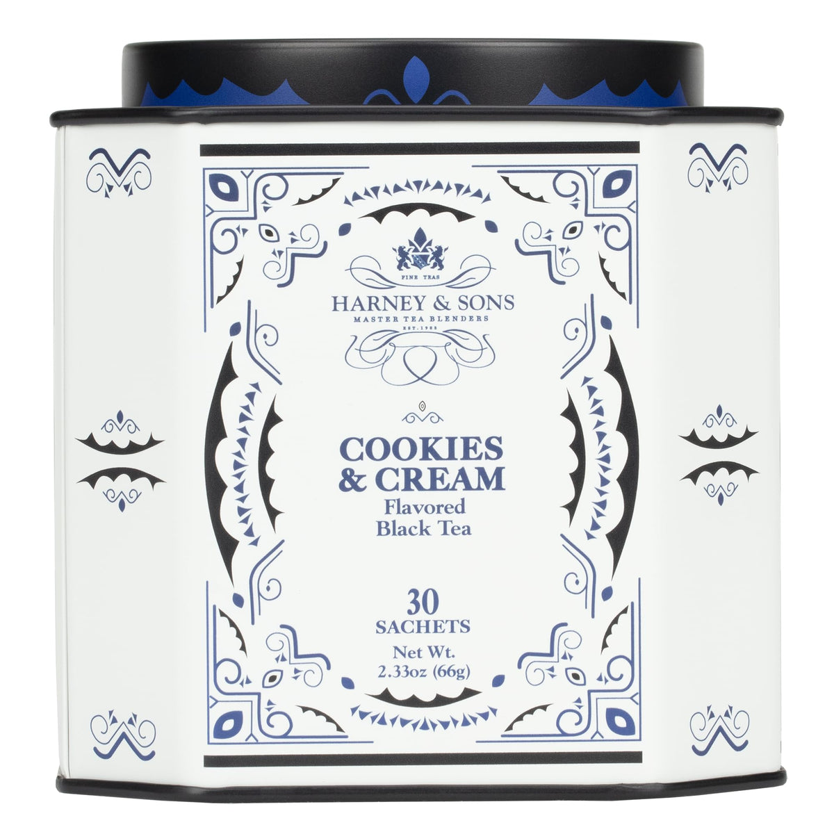 Harney & Sons Cookies & Cream tea tin promotes indulgent, comforting moments