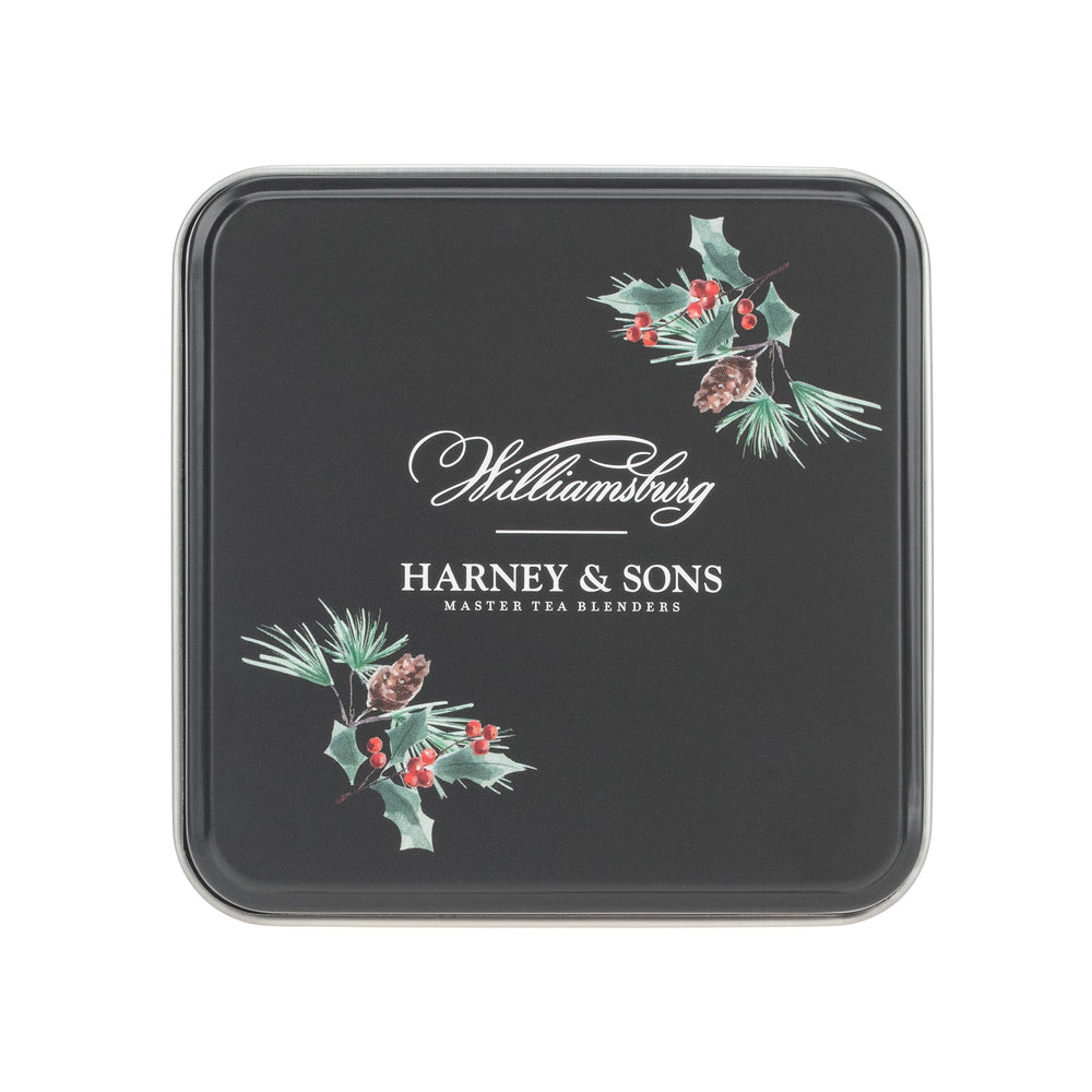 Harney & Sons cozy tea cup by the fire, holiday ambiance for a relaxing ritual.