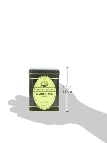 Harney & Sons Darjeeling packaging label emphasizing heritage and quality.