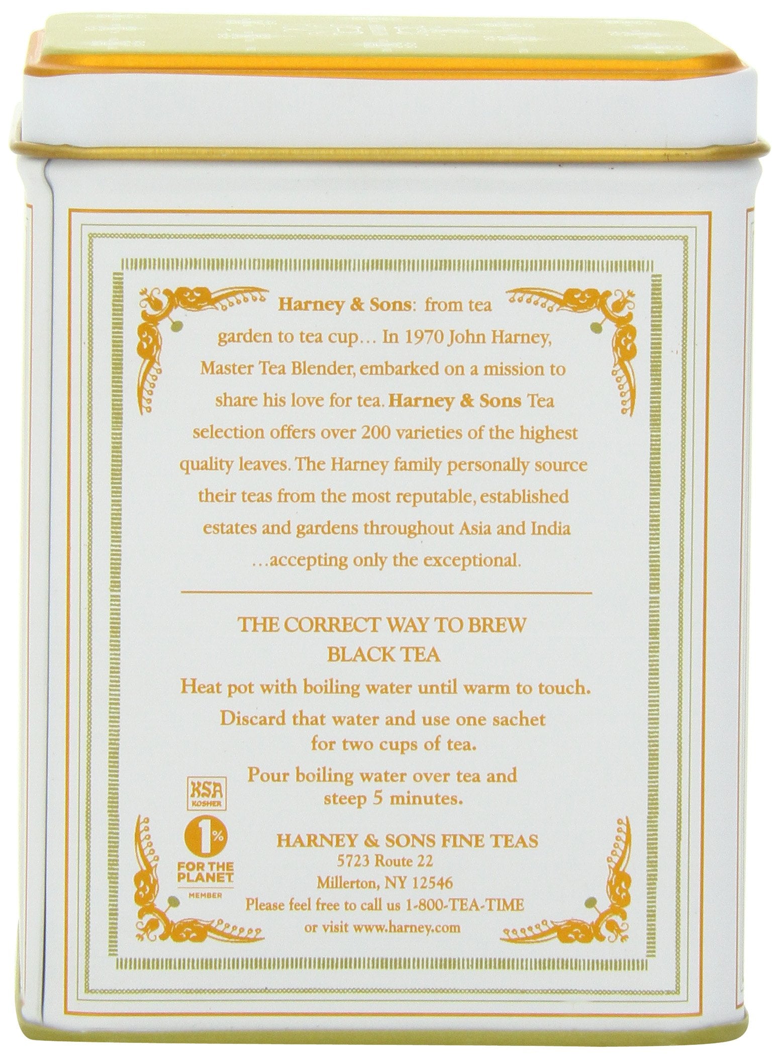 Harney & Sons Darjeeling sachet closeup shows blended leaves.