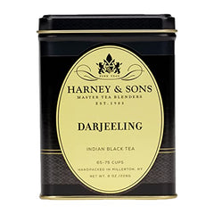 Harney & Sons Darjeeling tea leaves close-up highlighting bright First Flush aroma.
