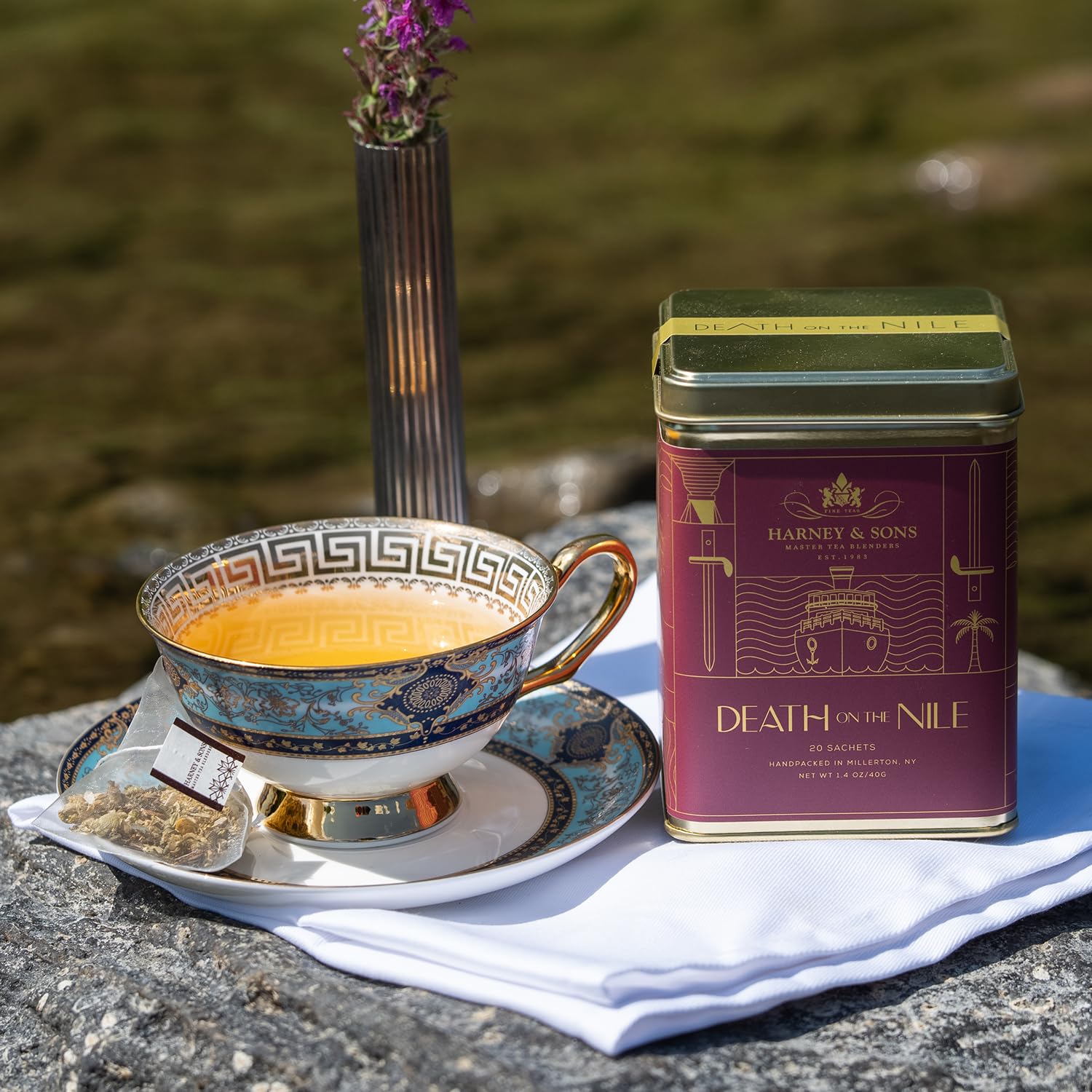 Cup of Death on the Nile tea brewing, pale liquor and inviting aroma for unwinding.