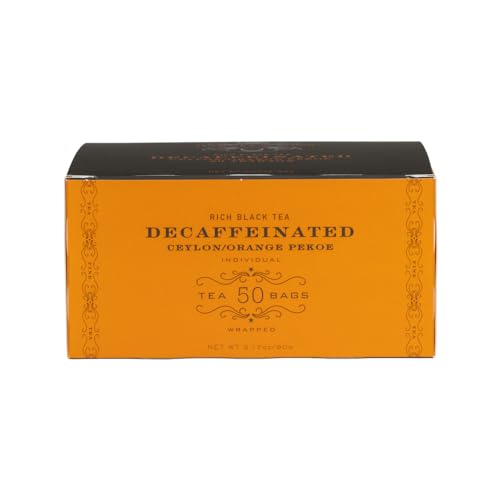 Harney & Sons decaf black tea tea bags close-up, convenient caffeine-free daily cup.