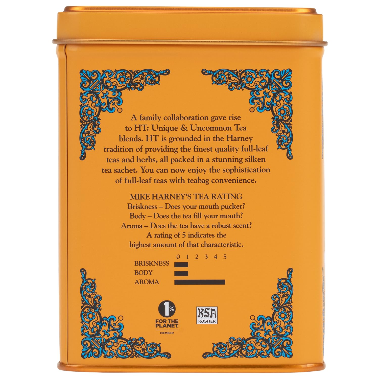 Harney and Sons decaf sachets closeup showing convenient 12-ounce portions