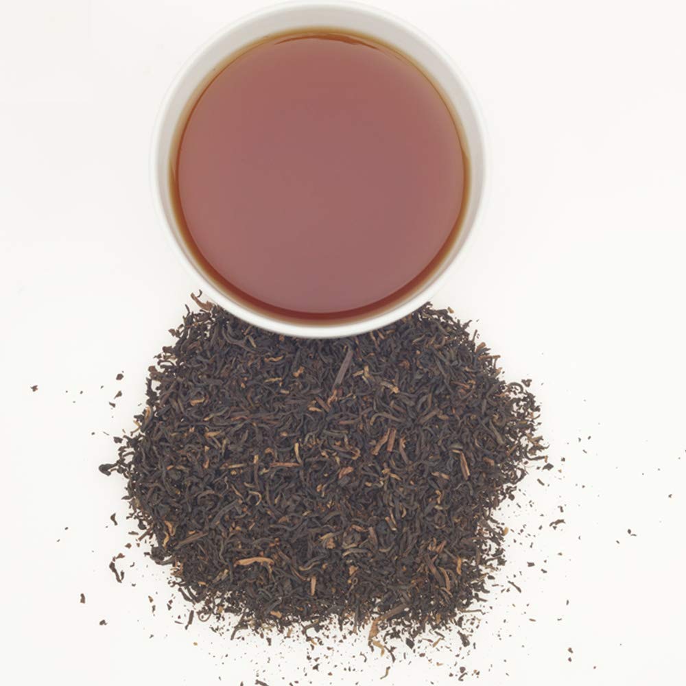 Harney & Sons Decaffeinated Assam tea in a cup, rich malty notes ideal with milk or solo.