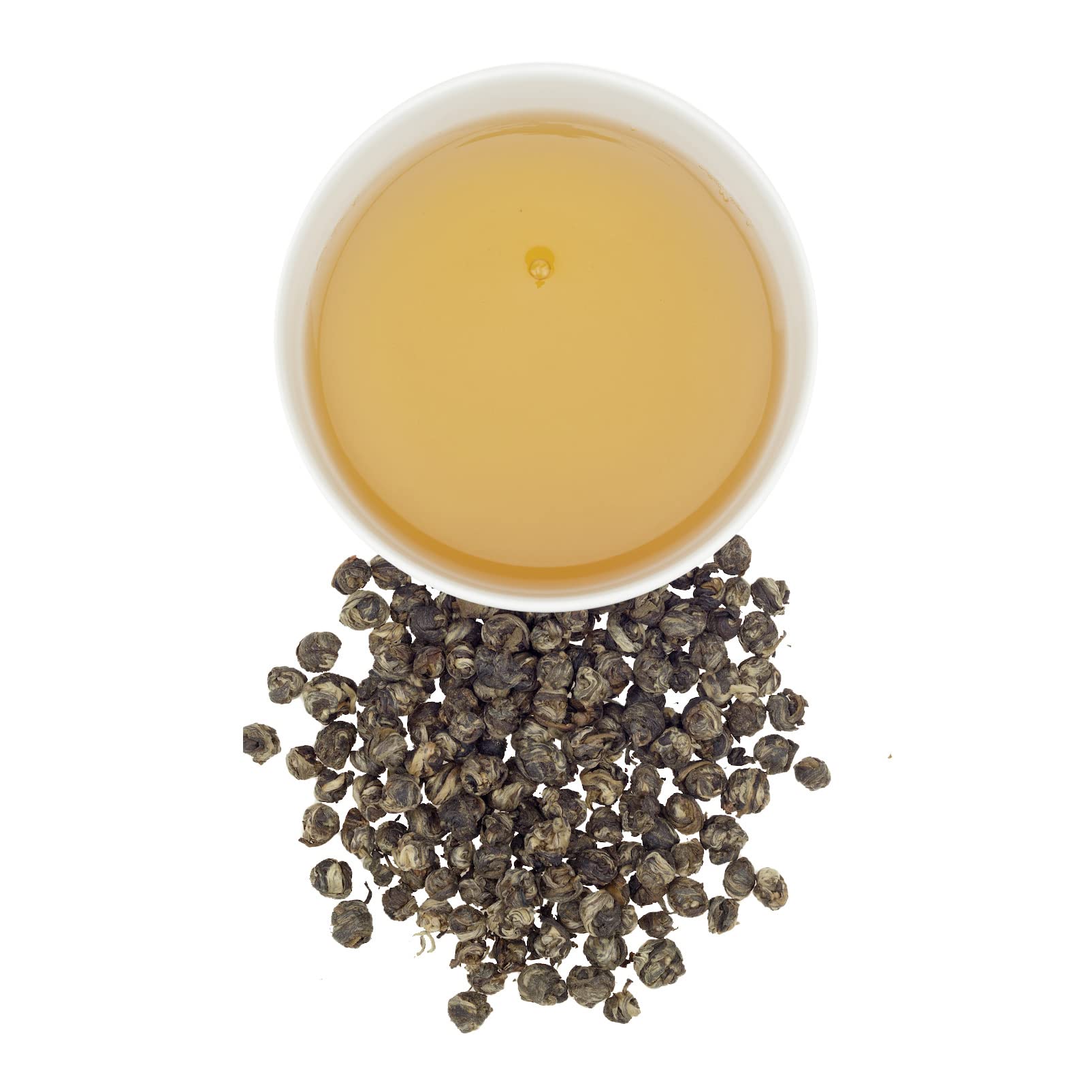 Dragon Pearl Jasmine loose tea fills the room with jasmine aroma.