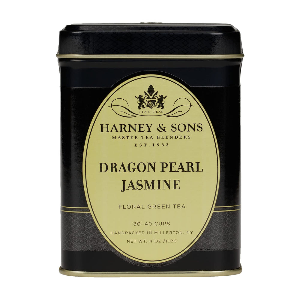 Harney & Sons Dragon Pearl Jasmine brews a light, fragrant cup for relaxing moments.