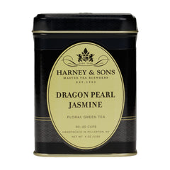 Harney & Sons Dragon Pearl Jasmine brews a light, fragrant cup for relaxing moments.