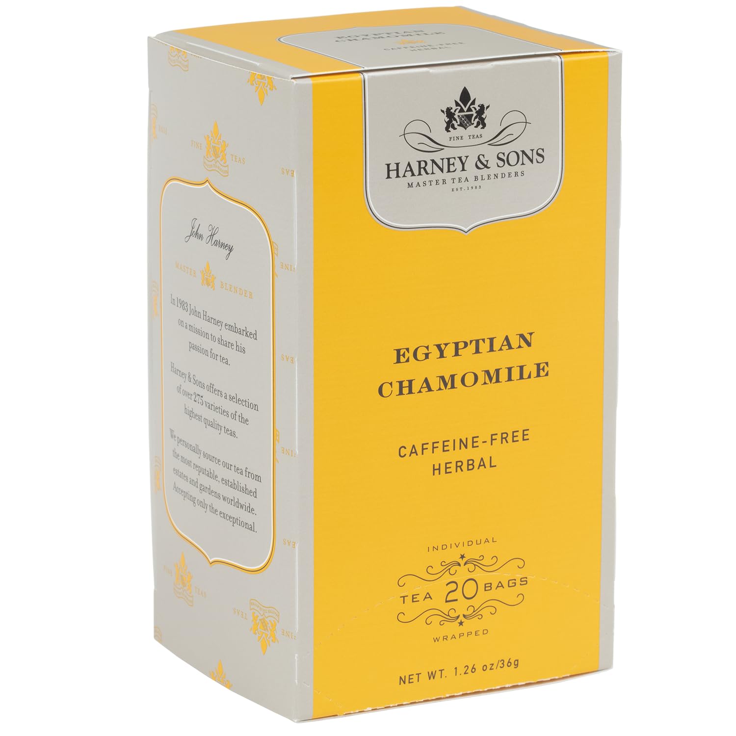 Harney & Sons Egyptian Chamomile tea bags ready for steeping.