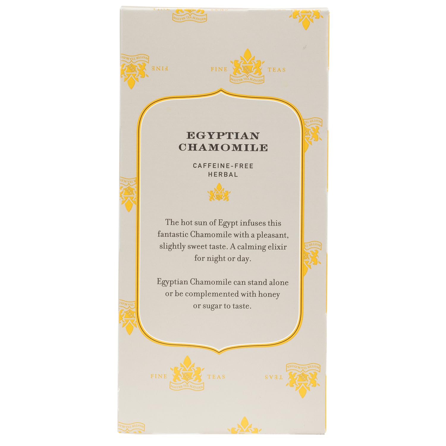 Cup of Harney & Sons Egyptian Chamomile tea brewing with a gentle floral aroma.