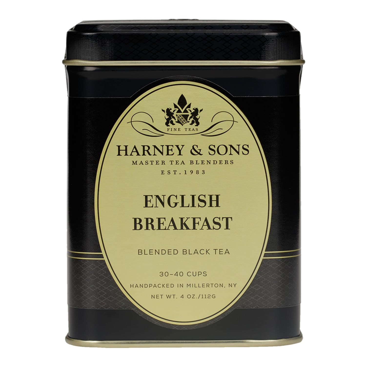 Harney & Sons English Breakfast Keemun tea tin ready to brew a bold morning