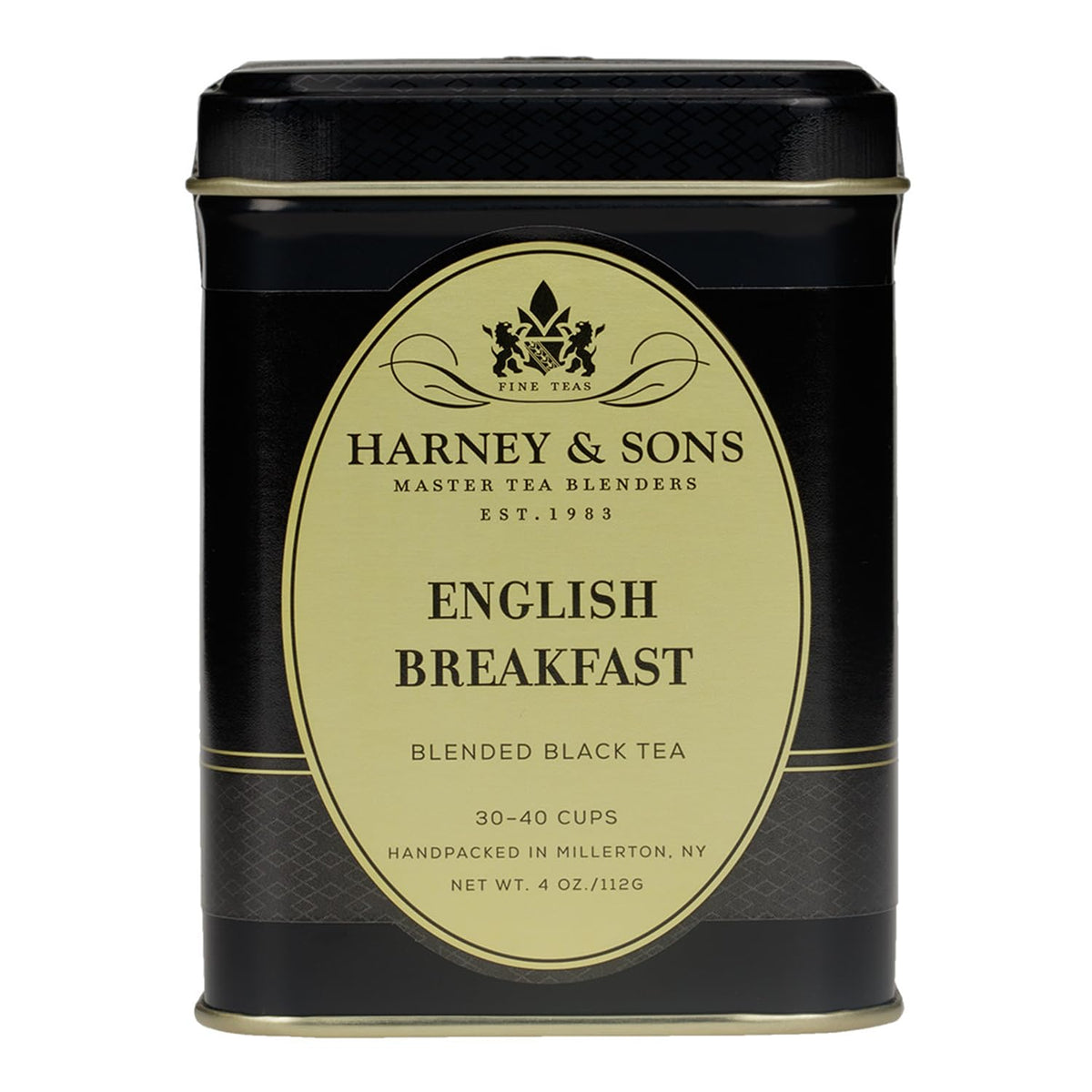 Harney & Sons English Breakfast Keemun tea tin ready to brew a bold morning