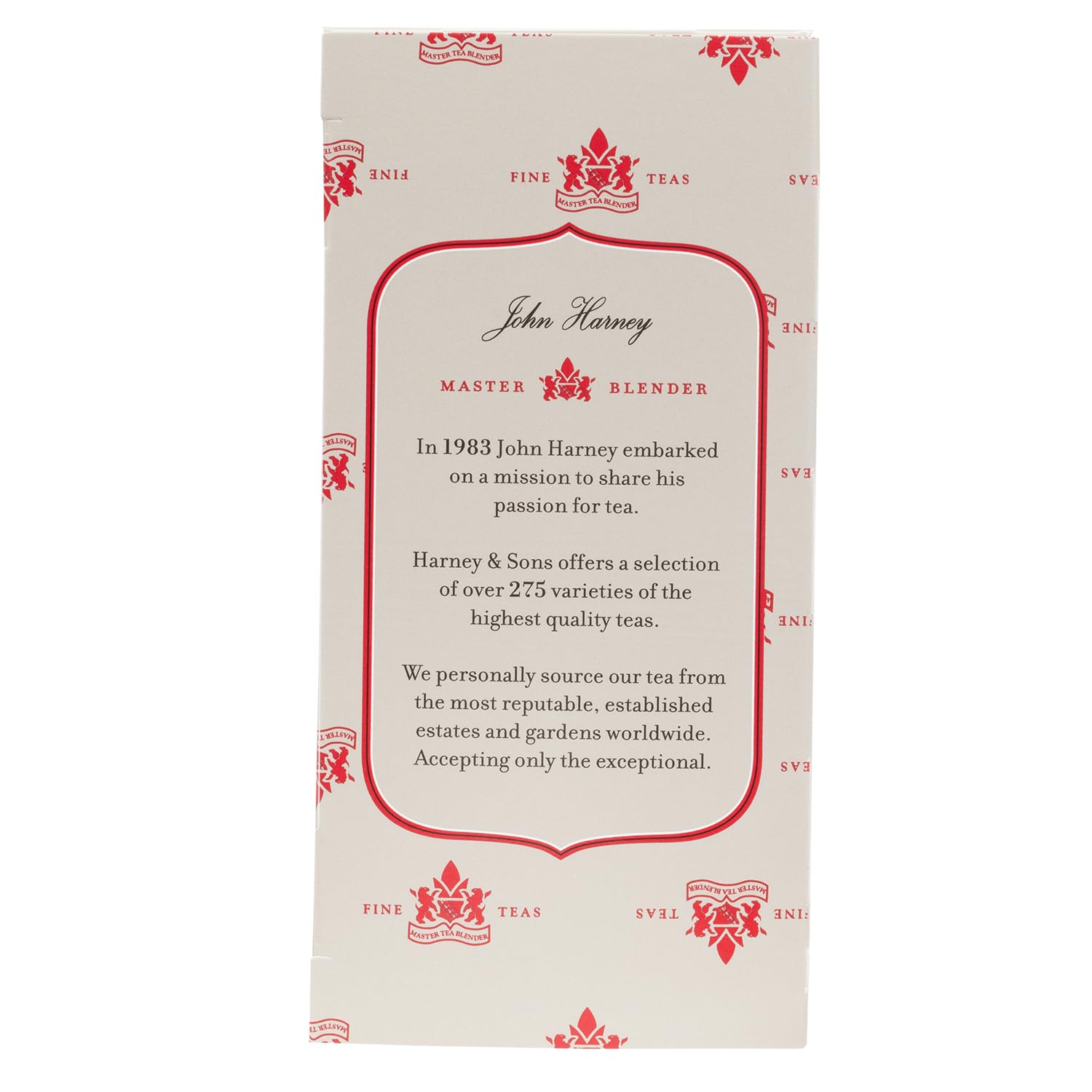 1% for the Planet badge on Harney & Sons packaging supports sustainability.