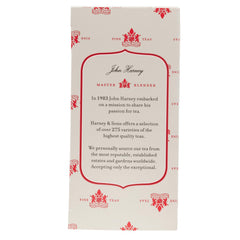 1% for the Planet badge on Harney & Sons packaging supports sustainability.