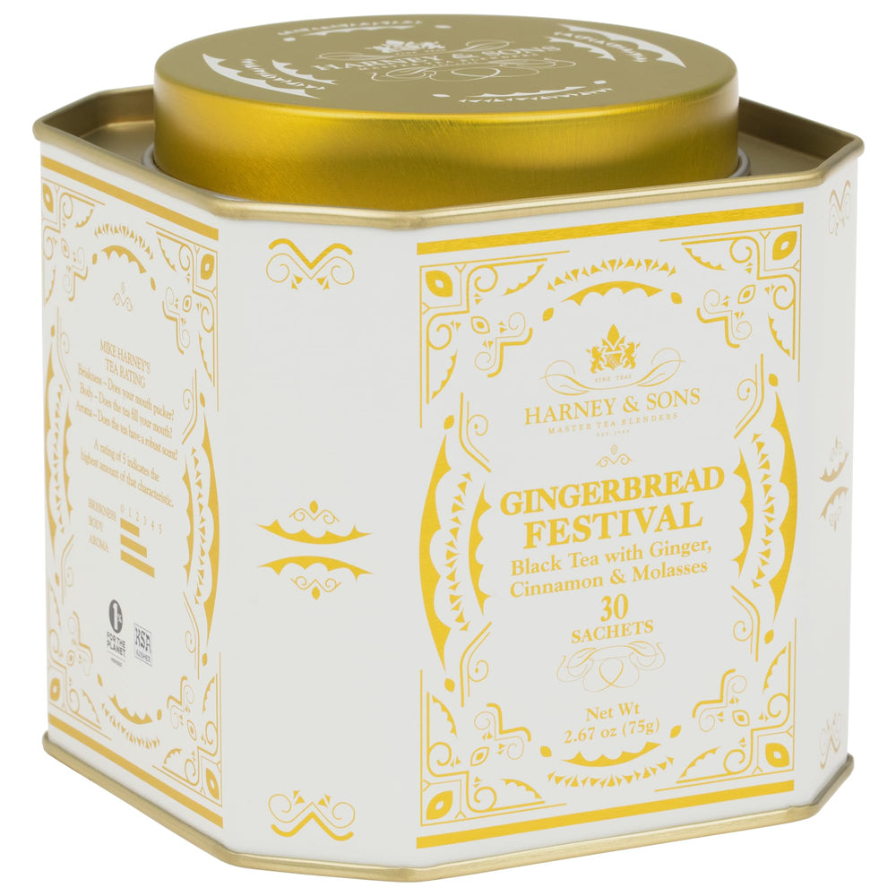 Harney & Sons Gingerbread Tea packaging front — ideal gift presentation.