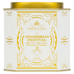 Harney & Sons Gingerbread Tea tin — festive spice blend for holiday sipping.