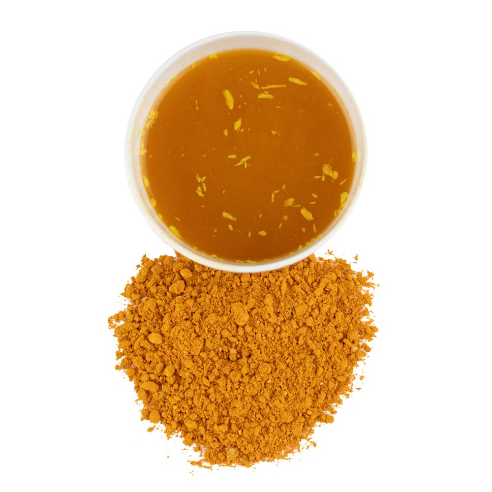 Close look at Harney & Sons Golden Milk ingredients: turmeric, ginger, coconut, pepper, chicory.