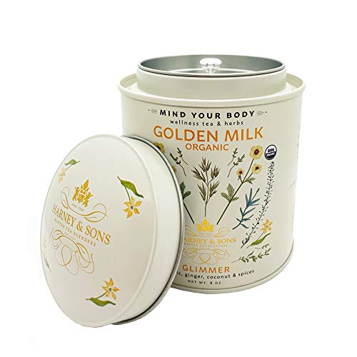 Scoop of Harney & Sons Golden Milk powder for easy, daily measuring.
