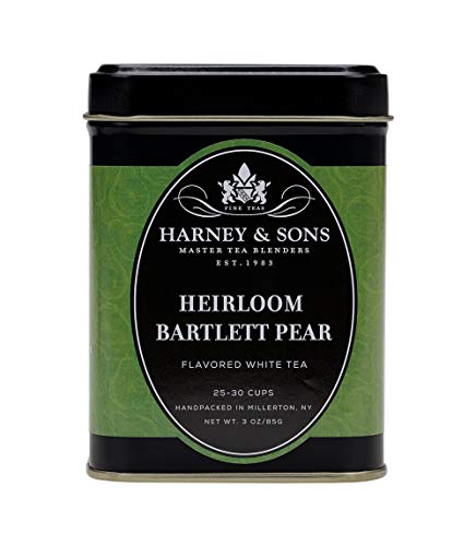 Harney & Sons Heirloom Bartlett Pear tea leaves with fruit for aroma.