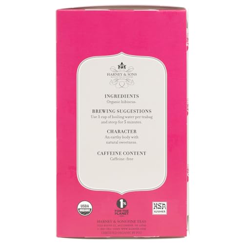 Harney & Sons Hibiscus Tea served iced—refreshing caffeine-free option.