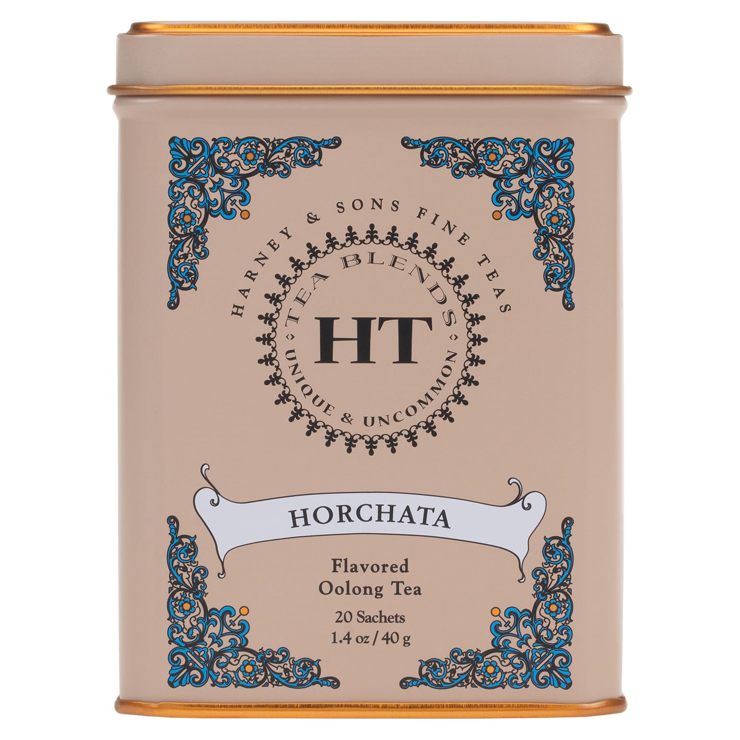Harney & Sons Horchata tea sachets tin ready for brewing and storage