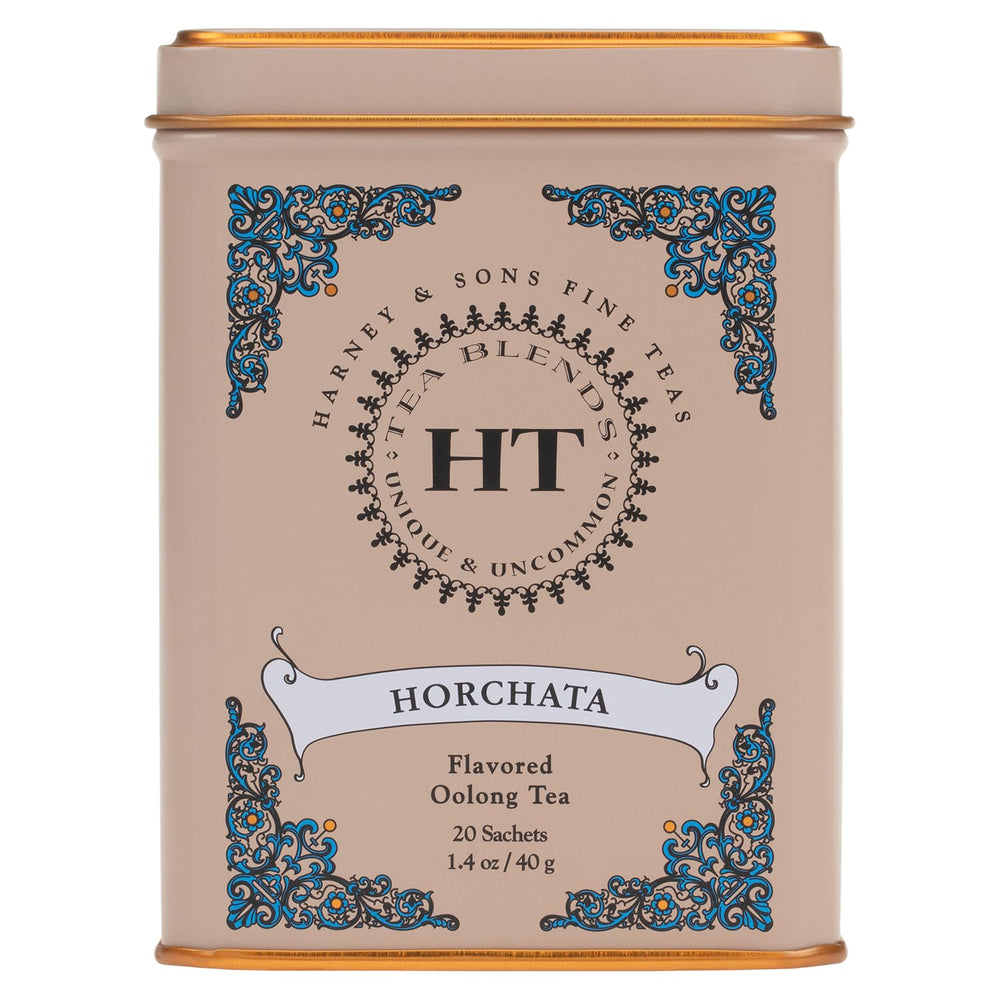 Harney & Sons Horchata tea sachets tin ready for brewing and storage
