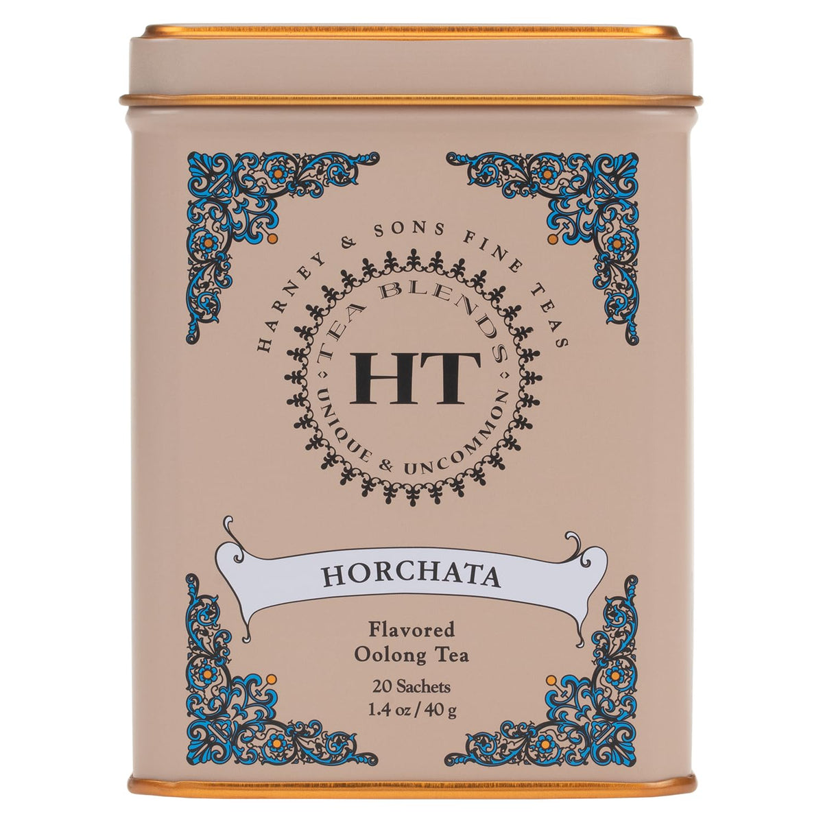 Harney & Sons Horchata tea sachets tin ready for brewing and storage