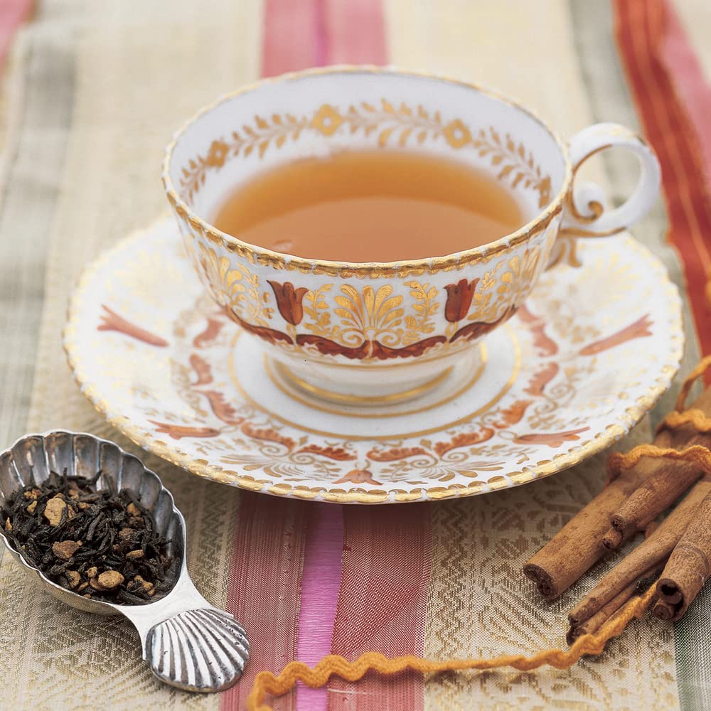 Hot cinnamon spice decaf tea served in a mug for cozy moments.