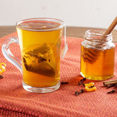 Harney & Sons Hot Cinnamon Spice dried tea leaves closeup—citrus and spice notes