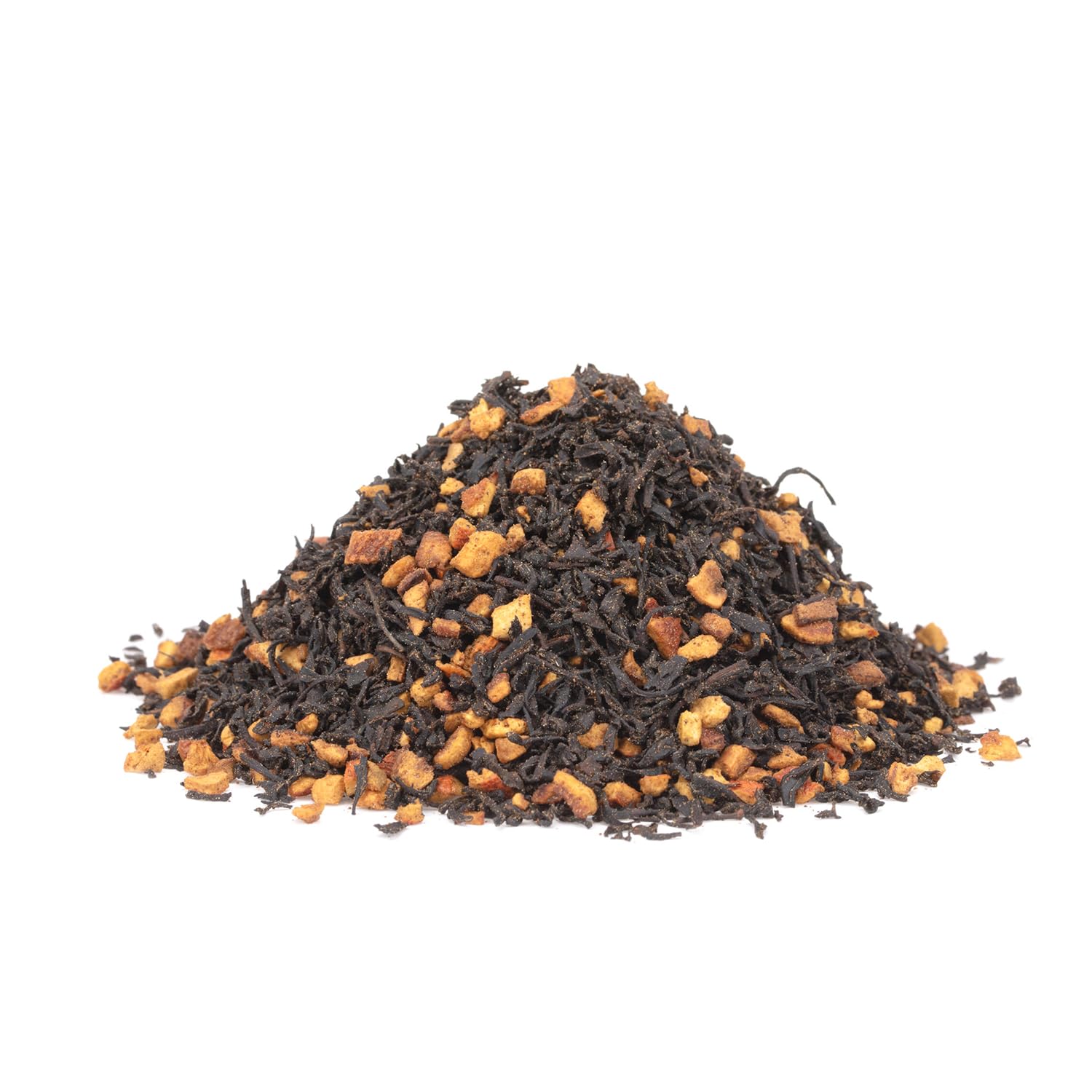 Harney & Sons Hot Cinnamon Spice tea leaves close-up highlighting cinnamon and citrus notes.