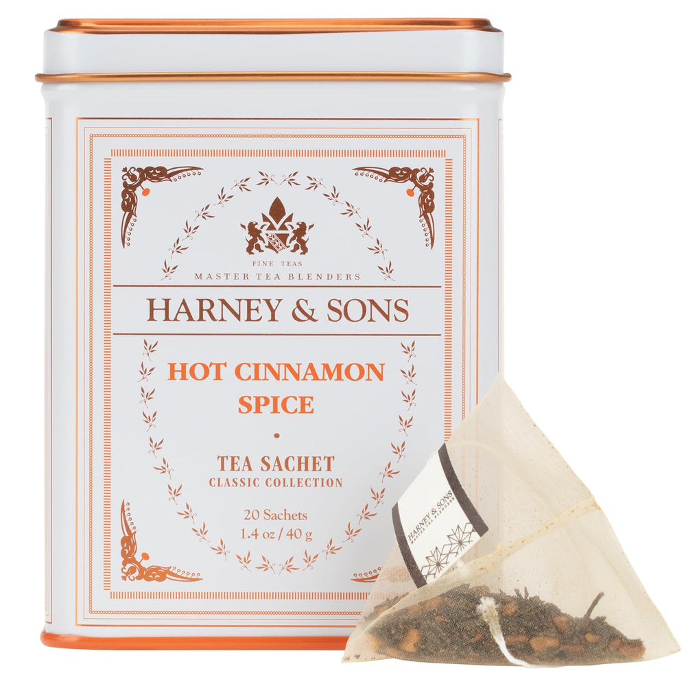 Harney & Sons Hot Cinnamon Spice sachets ready to brew for a bold cup