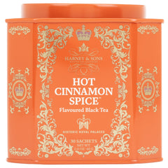 Harney & Sons Hot Cinnamon Spice tea tin with bold cinnamon aroma.