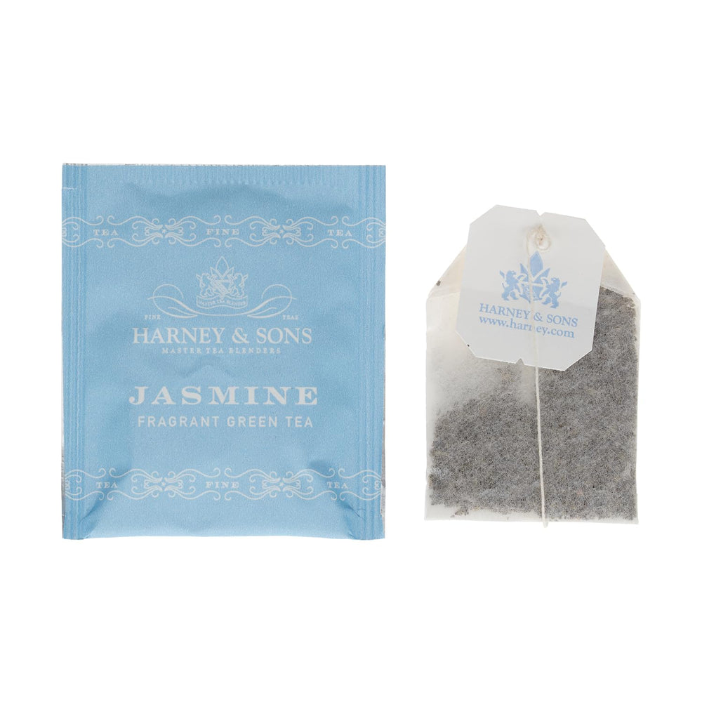 Harney & Sons Jasmine Fragrant Green Tea cup after steeping, aromatic and refreshing
