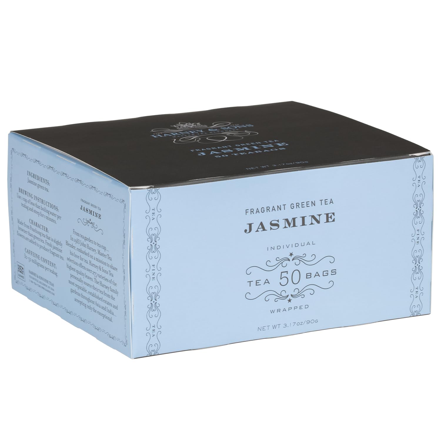Harney & Sons Jasmine Fragrant Green Tea teabag steeping for a delicate cup