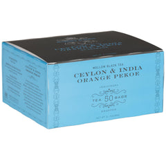 Harney and Sons Orange Pekoe tea box on shelf for everyday comfort