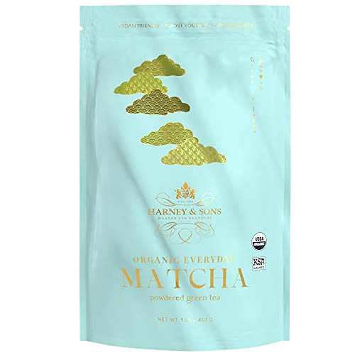 Harney & Sons Organic Everyday Matcha fine powder close-up, vibrant color ready for whisking.