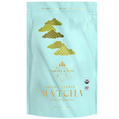 Harney & Sons Organic Everyday Matcha fine powder close-up, vibrant color ready for whisking.