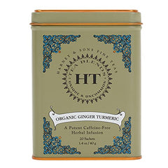 Harney and Sons HT Organic Ginger Turmeric Tea sachets ready for hot brew