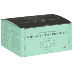 Harney & Sons Organic Peppermint Tea box for relaxing, caffeine-free refreshment.