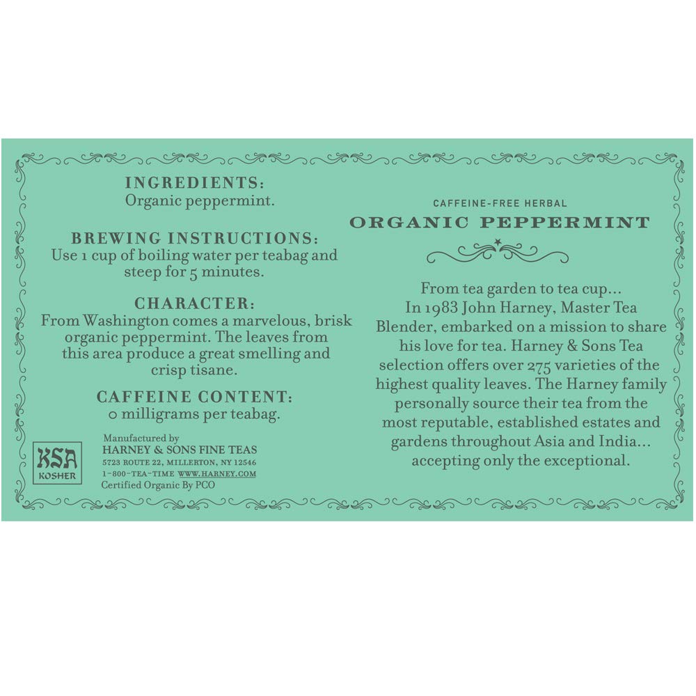 Harney & Sons Organic Peppermoint Tea steeping to unlock flavor in minutes.