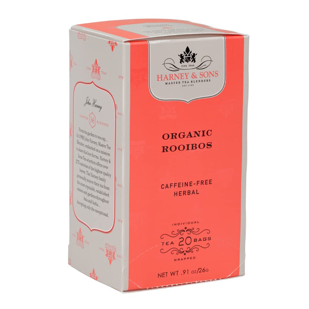 Harney & Sons Organic Rooibos tea bags ready for fresh, convenient brewing
