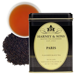 Harney & Sons Paris Black Tea 7oz tin packaging with inviting aroma for freshness.