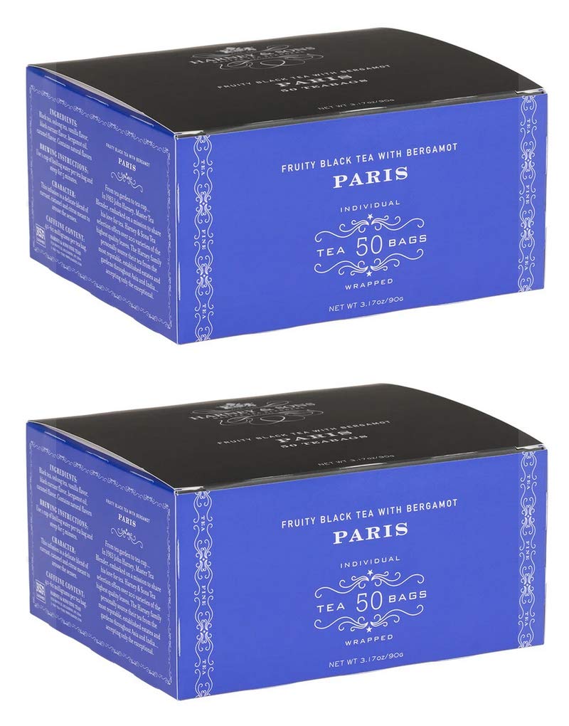 Harney & Sons Paris tea bags with bergamot deliver fruity aroma for elegant afternoons.